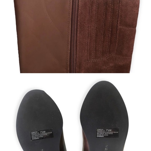 H By Halston Michelle Riding Boot A269725 Size 7.5 Brown Leather Suede - Picture 6 of 10